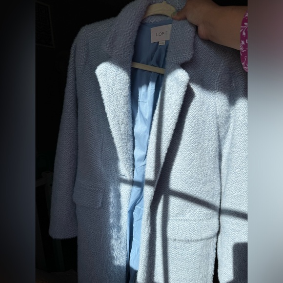 LOFT Cozy Herringbone Coat Cotton Blue Size XXS - Picture 14 of 15